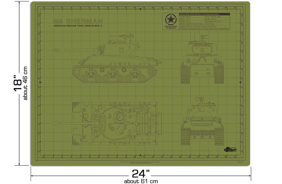 E8 SHERMAN TANK CUTTING MAT FOR SCALE MODELS